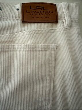 Ralph Lauren White Corduroy Jeans with Leather Patch